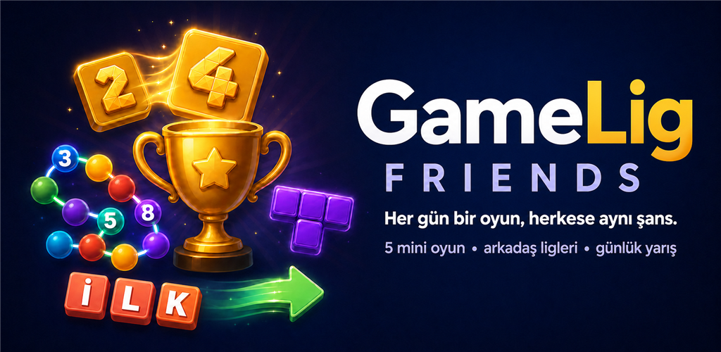 GameLig Friends kupası ve beş oyun simgesi